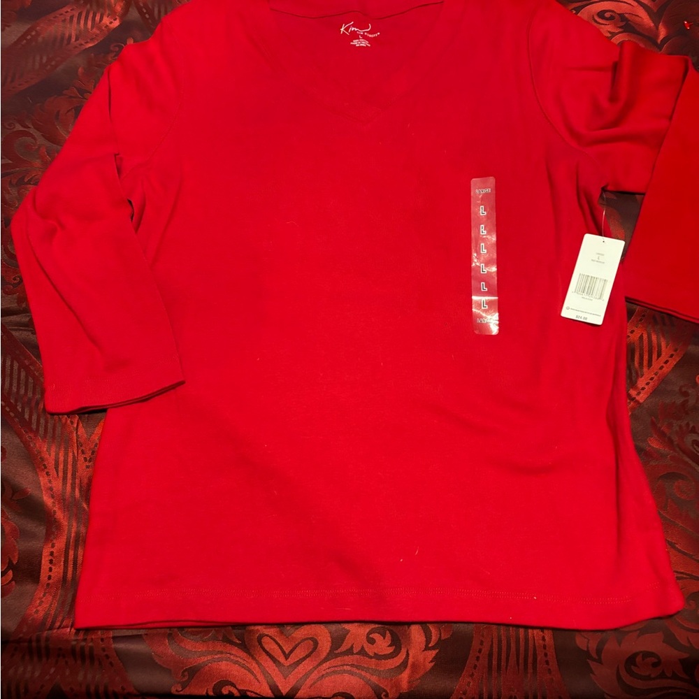 Kim Rogers Red 3/4 Sleeve Tee NWT L